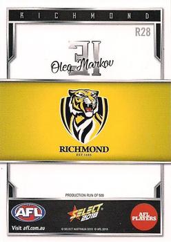 2018 Select AFL Club Team Sets - Richmond Tigers #R28 Oleg Markov Back